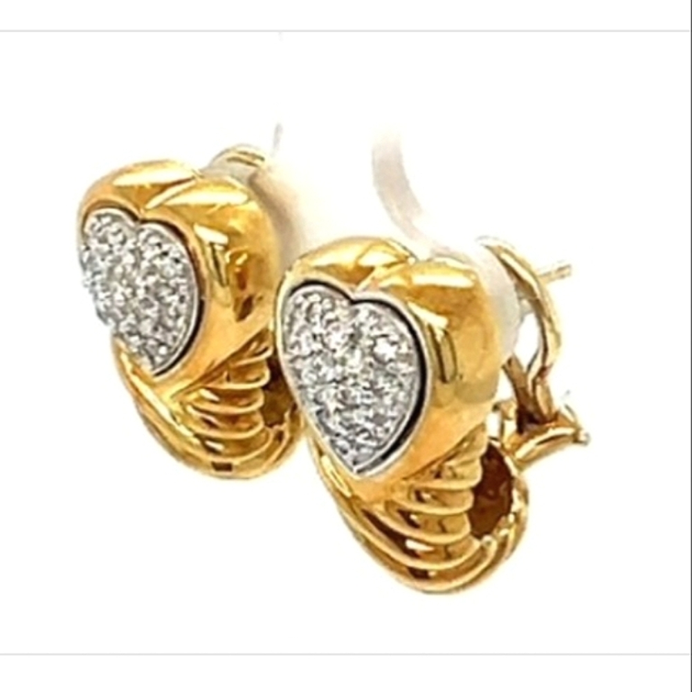 18K David Yurman  Diamond Heart Yellow Gold Shrimp Earrings